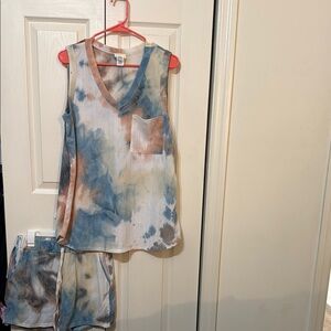 BiBi Blue and White Sleeveless Tank Top Relaxed Fit